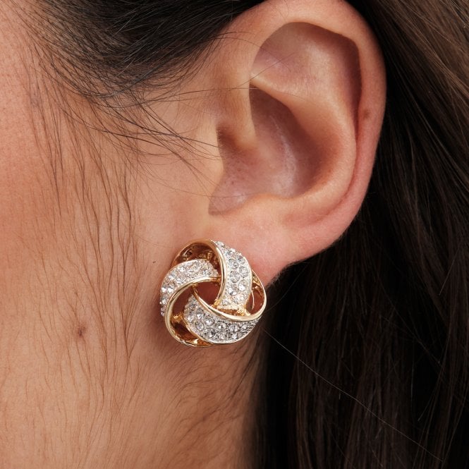 Jon Richard Jon Richard Gold Plated Crystal Knot Clip Earrings
