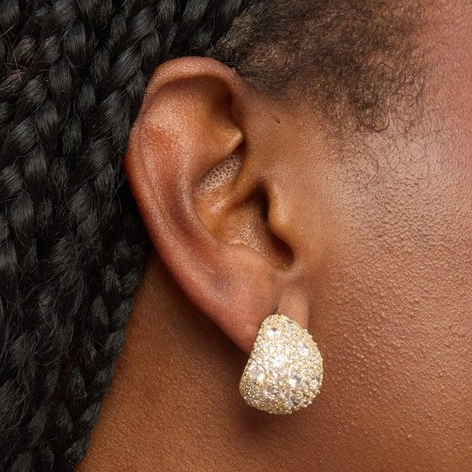 Jon Richard Jon Richard Gold Plated Crystal Large Dome Earrings