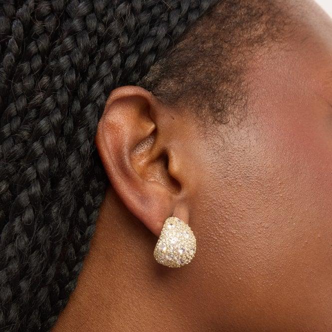 Jon Richard Jon Richard Gold Plated Crystal Large Dome Earrings