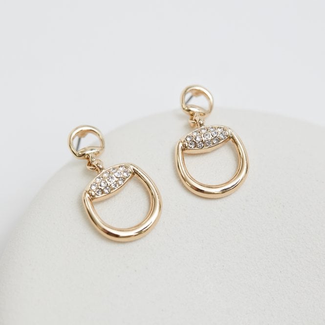 Jon Richard Jon Richard Gold Plated Crystal Snaffle Drop Earrings