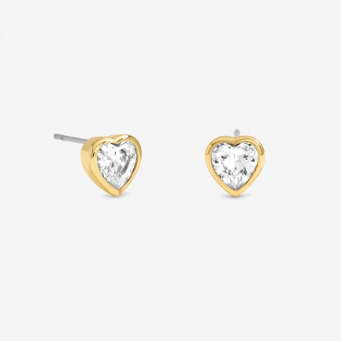 Jon Richard Jon Richard Gold Plated Cubic Zirconia 18K Crystal Heart Studs - Hanging Heart