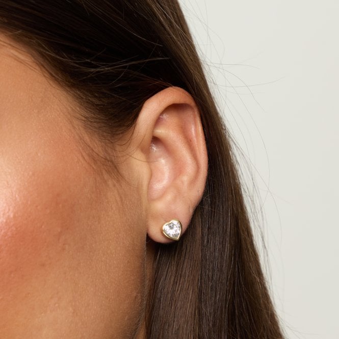 Jon Richard Jon Richard Gold Plated Cubic Zirconia 18K Crystal Heart Studs - Hanging Heart