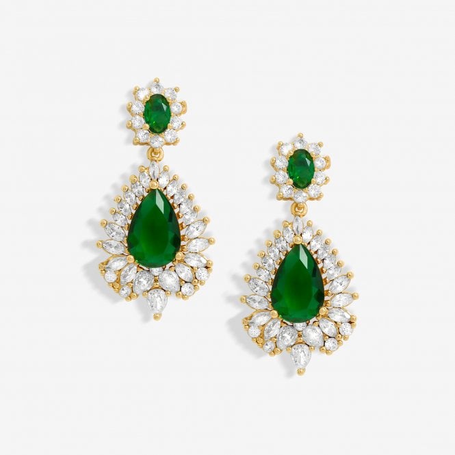 jon richard Jon Richard Gold Plated Cubic Zirconia And Emerald Statement Earrings
