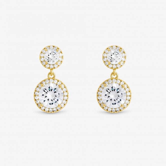 jon richard Jon Richard Gold Plated Cubic Zirconia and Pave Halo Drop Earrings