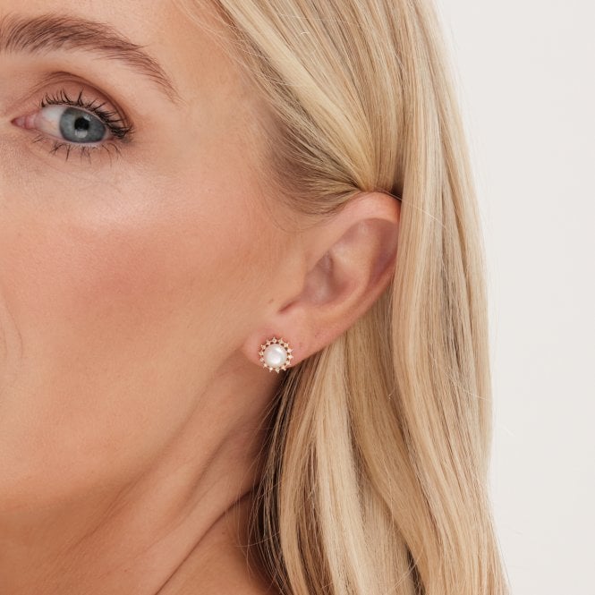 Jon Richard Jon Richard Gold Plated Cubic Zirconia And Pearl Mini Stud Earrings