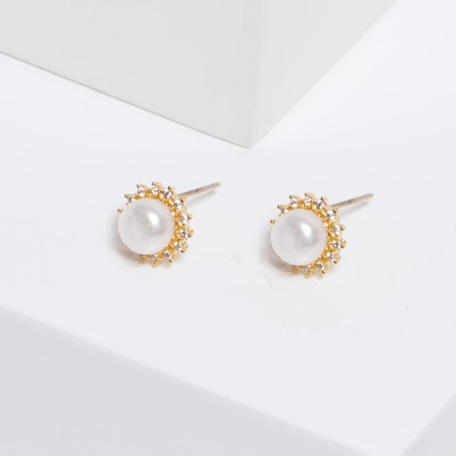Jon Richard Jon Richard Gold Plated Cubic Zirconia And Pearl Mini Stud Earrings