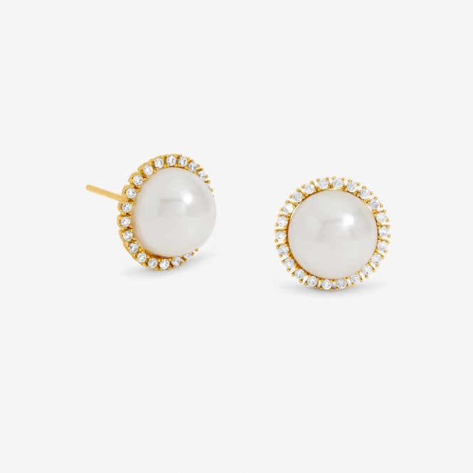 jon richard Jon Richard Gold Plated Cubic Zirconia and Pearl Stud Earrings