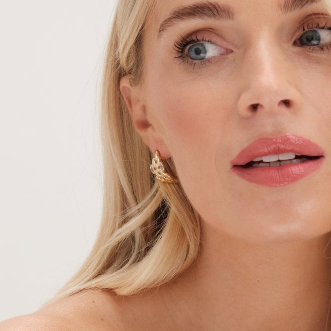 Jon Richard Jon Richard Gold Plated Cubic Zirconia And Polished Chain Hoops