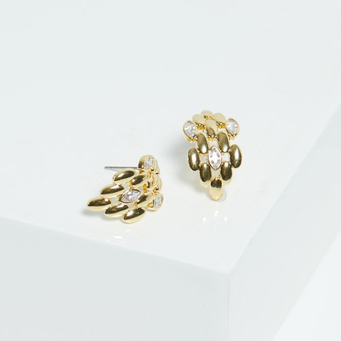 Jon Richard Jon Richard Gold Plated Cubic Zirconia And Polished Chain Hoops