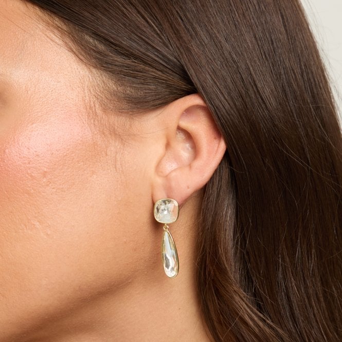 Jon Richard Jon Richard Gold Plated Cubic Zirconia And Polished Drop Earrings