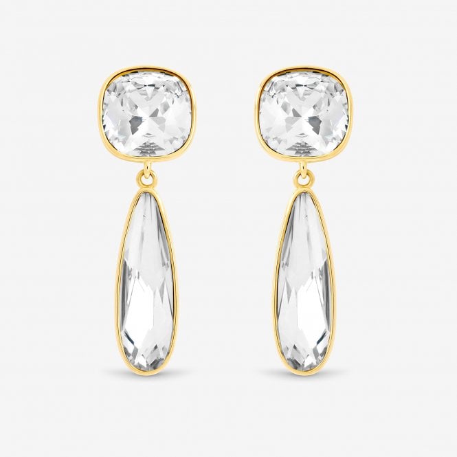 jon richard Jon Richard Gold Plated Cubic Zirconia and Polished Drop Earrings