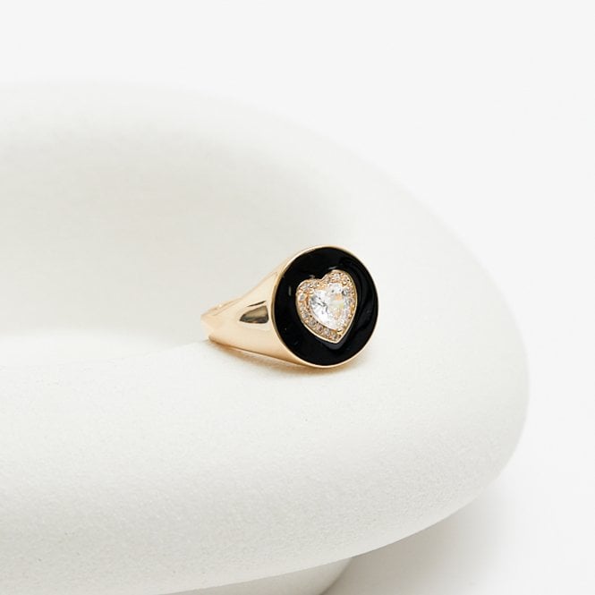 Jon Richard Jon Richard Gold Plated Cubic Zirconia Heart And Enamel Ring