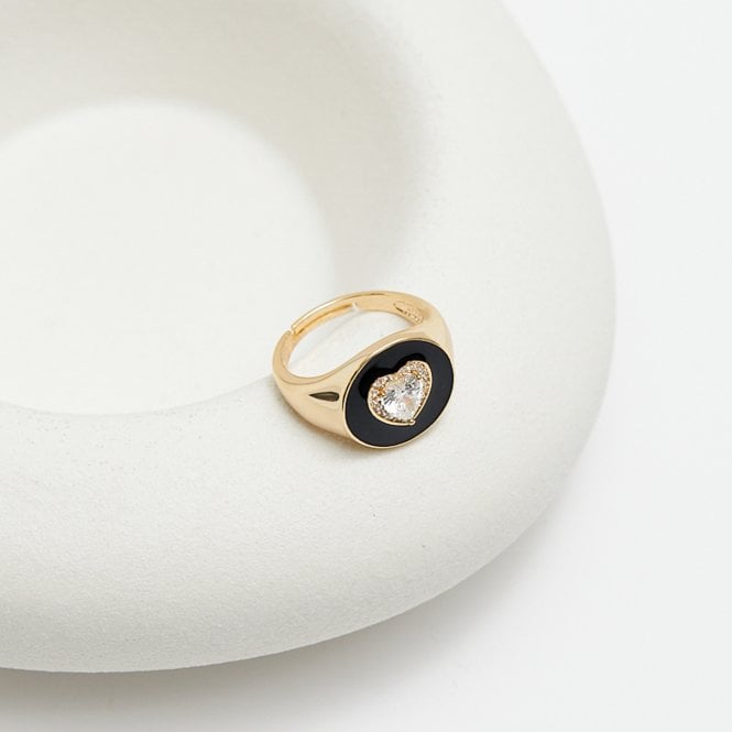 Jon Richard Jon Richard Gold Plated Cubic Zirconia Heart And Enamel Ring