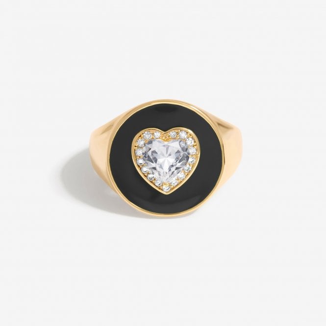 jon richard Jon Richard Gold Plated Cubic Zirconia Heart And Enamel Ring