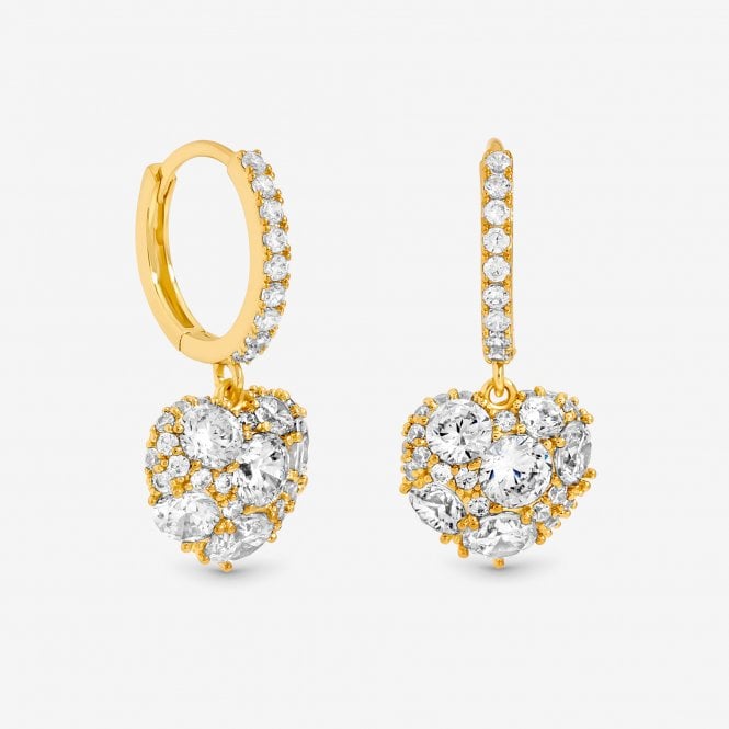 jon richard Jon Richard Gold Plated Cubic Zirconia Pave Heart Earrings