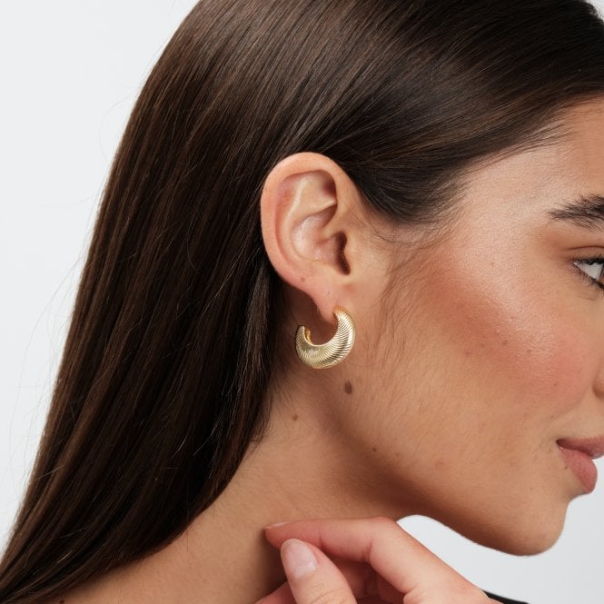 Jon Richard Jon Richard Gold Plated Diamond Cut Hoop Earrings