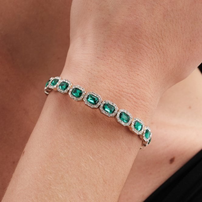 jon richard Jon Richard Gold Plated Emerald Green Crystal Rectangle Stretch Bracelet