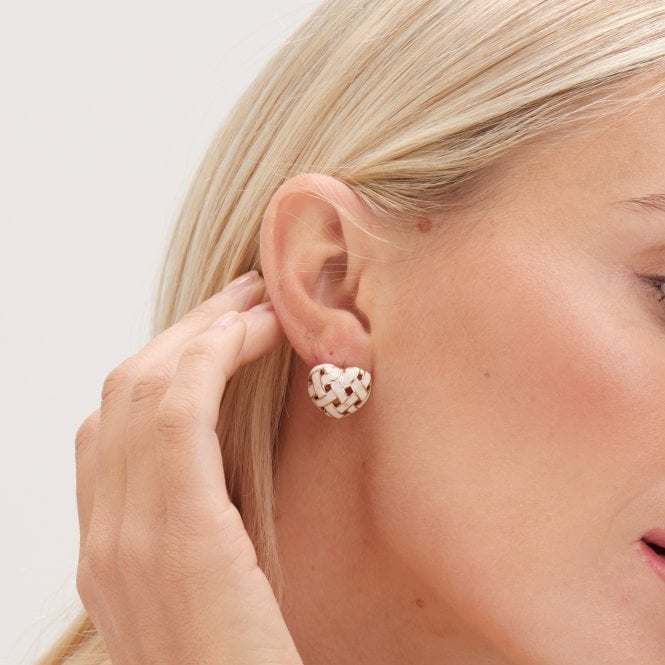 Jon Richard Jon Richard Gold Plated Enamel Heart Weave Earrings