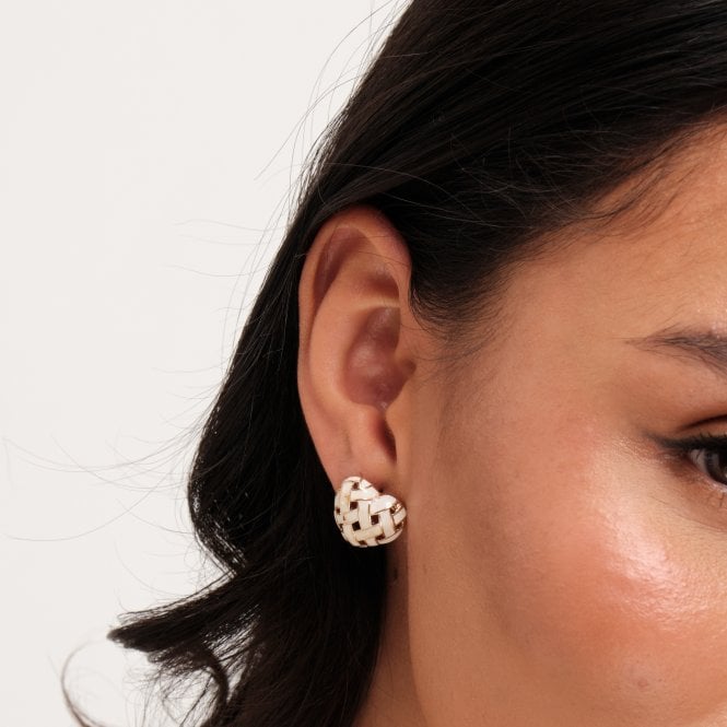 Jon Richard Jon Richard Gold Plated Enamel Heart Weave Earrings