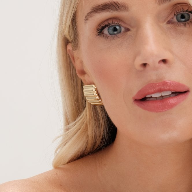 Jon Richard Jon Richard Gold Plated Flat Ridge Statement Earrings