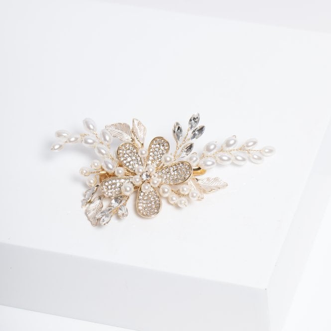 Jon Richard Jon Richard Gold Plated Floral And Pearl Hair Slide