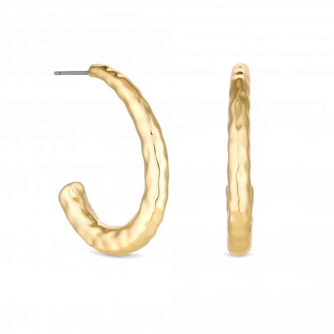 jon richard Jon Richard Gold Plated Hammered Stainless Steel Hoop Earrings
