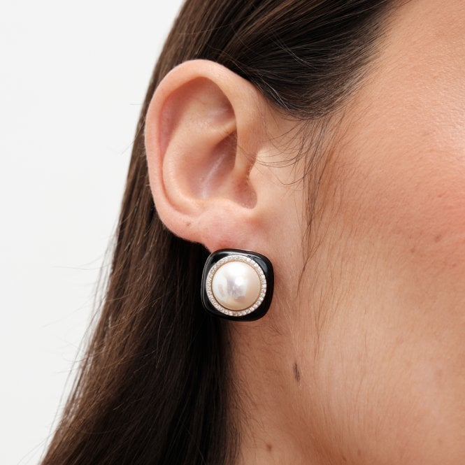 jon richard Jon Richard Gold Plated Jet and Pearl Earrings