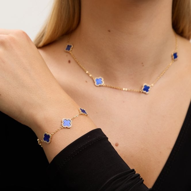 Jon Richard Jon Richard Gold Plated Lapis Clover Bracelet