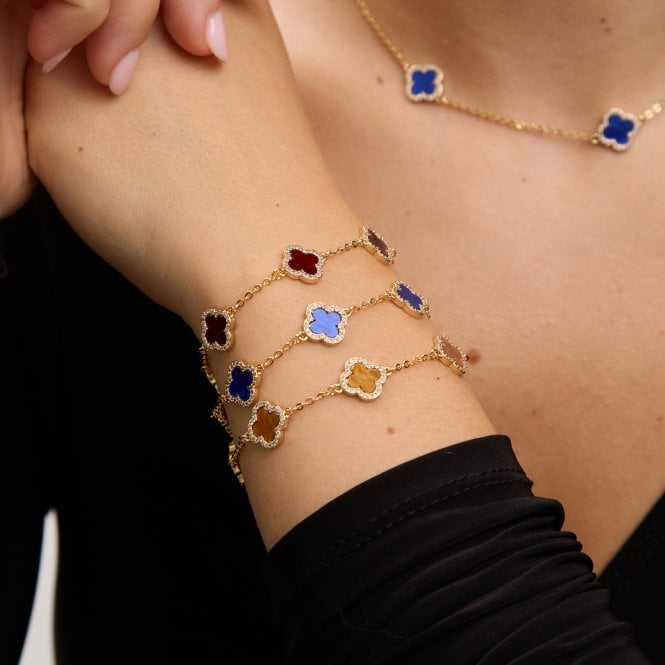 Jon Richard Jon Richard Gold Plated Lapis Clover Bracelet