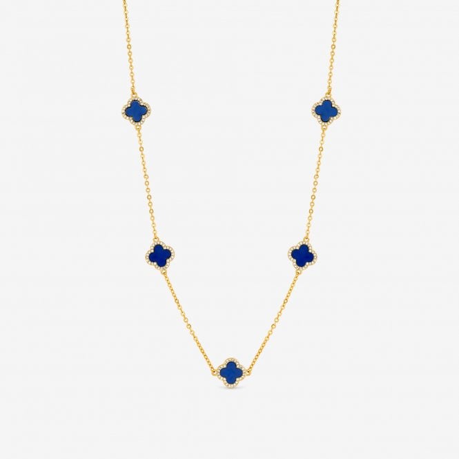 jon richard Jon Richard Gold Plated Lapis Station Clover Necklace
