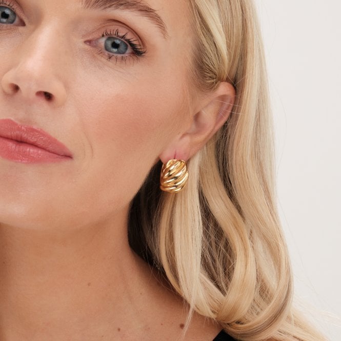 Jon Richard Jon Richard Gold Plated Large Ridge Hoop Earrings