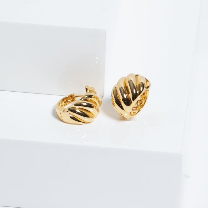 Jon Richard Jon Richard Gold Plated Large Ridge Hoop Earrings