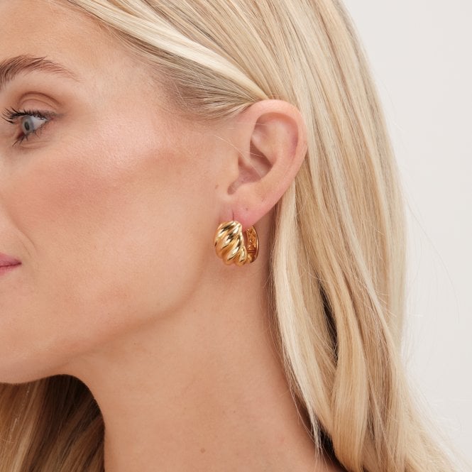 Jon Richard Jon Richard Gold Plated Large Ridge Hoop Earrings
