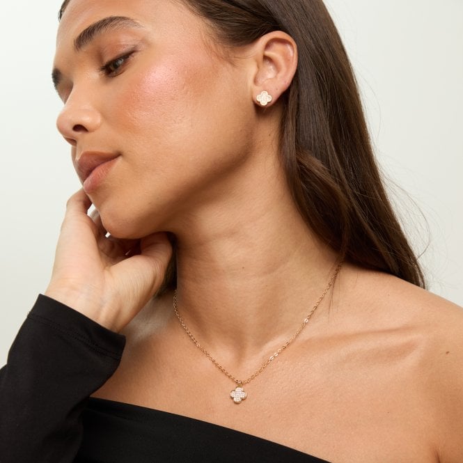 Jon Richard Jon Richard Gold Plated Micro Pave Stud Earrings