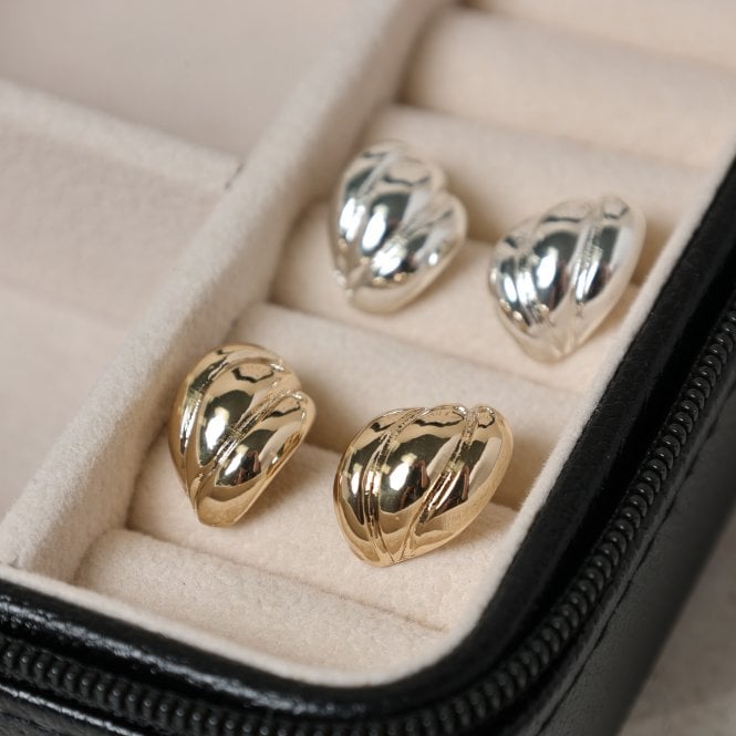 Jon Richard Jon Richard Gold Plated Mini Ribbed Stud Earrings