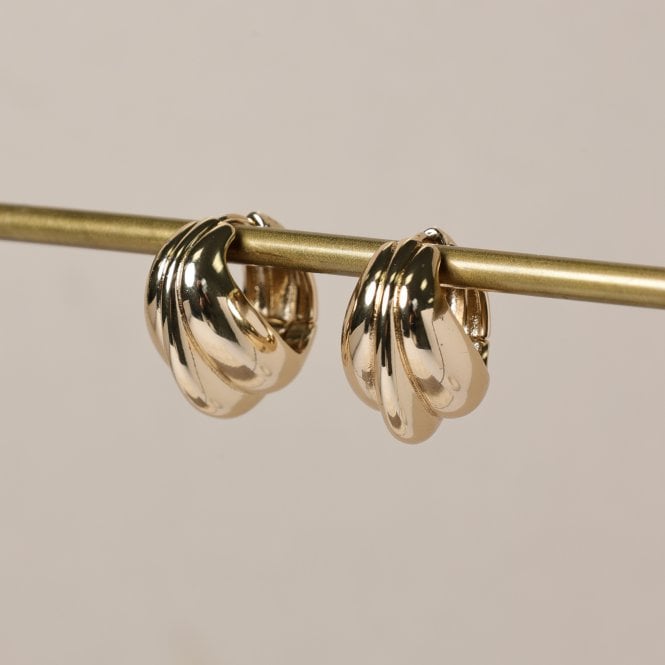 Jon Richard Jon Richard Gold Plated Mini Ribbed Stud Earrings