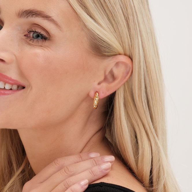 Jon Richard Jon Richard Gold Plated Mini Ridge Hoops