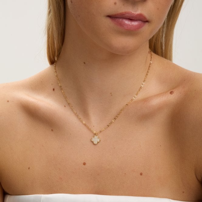 Jon Richard Jon Richard Gold Plated Mirco Pave Clover Pendant