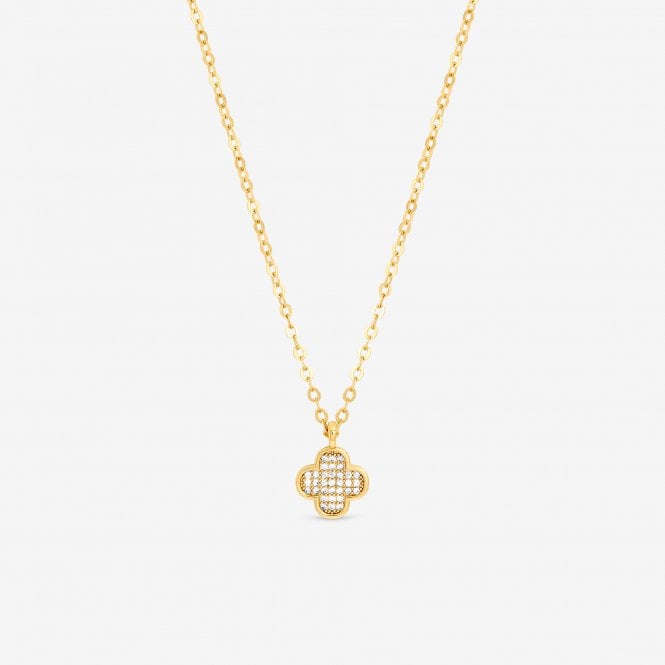 jon richard Jon Richard Gold Plated Mirco Pave Clover Pendant