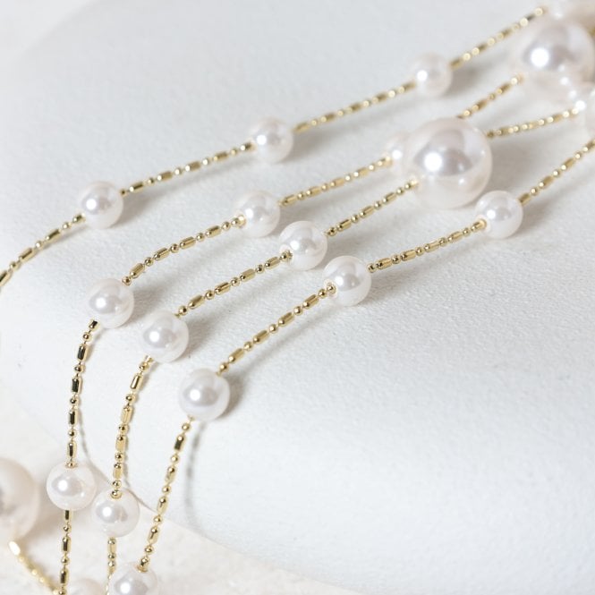 Jon Richard Jon Richard Gold Plated Mixed Pearl And Gold Chain Rope Necklace