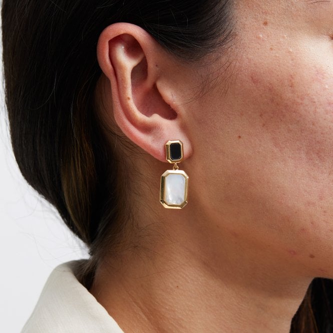 Jon Richard Jon Richard Gold Plated Monochrome Drop Earrings
