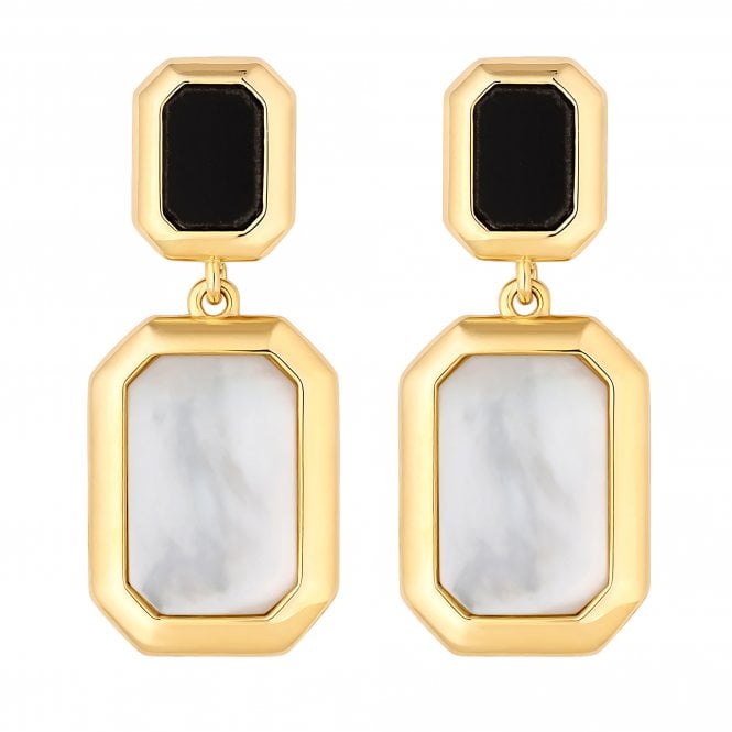 Jon Richard Jon Richard Gold Plated Monochrome Drop Earrings