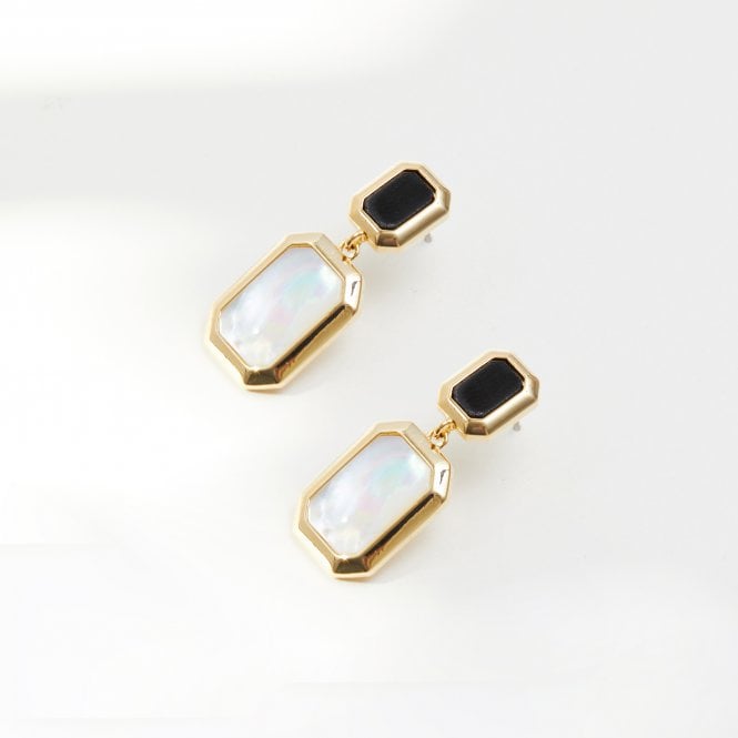 jon richard Jon Richard Gold Plated Monochrome Drop Earrings
