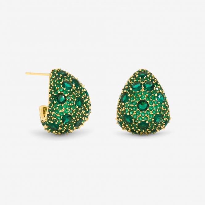 jon richard Jon Richard Gold Plated Pave and Emerald Dome Earrings