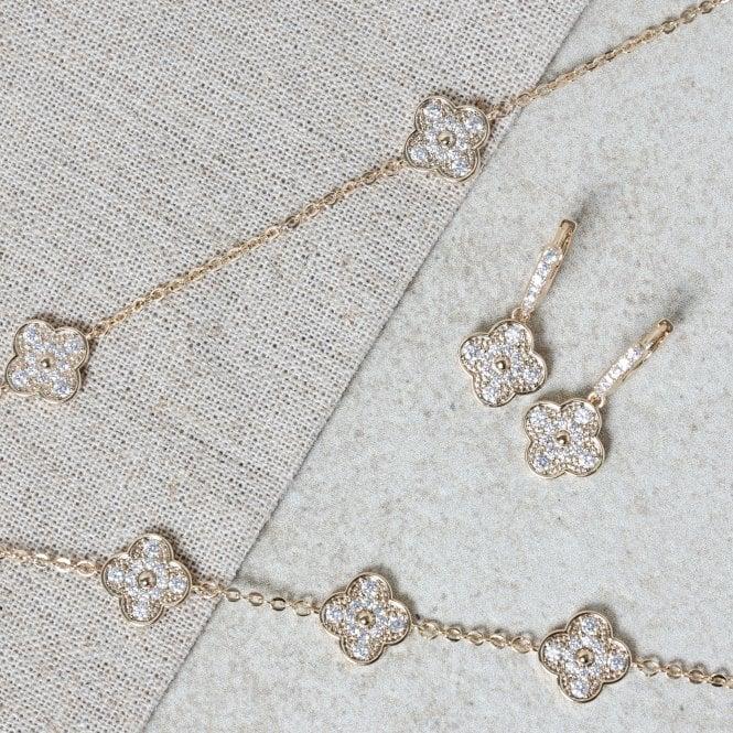 Jon Richard Jon Richard Gold Plated Pave Clover Bracelet