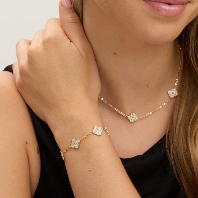 Jon Richard Jon Richard Gold Plated Pave Clover Bracelet