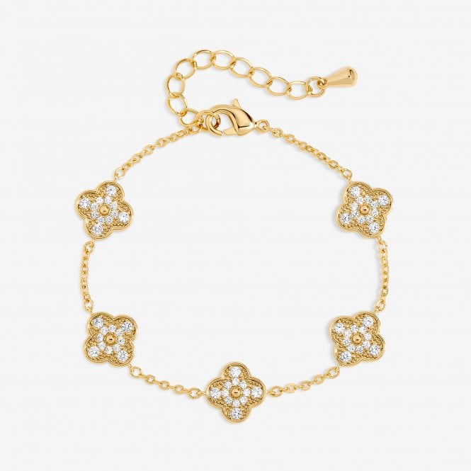 jon richard Jon Richard Gold Plated Pave Clover Bracelet