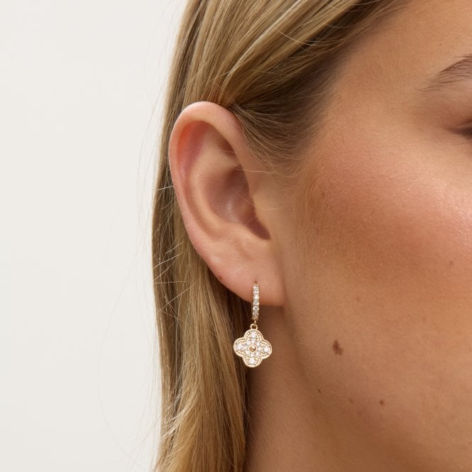 Jon Richard Jon Richard Gold Plated Pave Clover Earrings