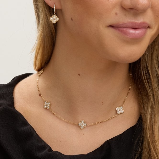 Jon Richard Jon Richard Gold Plated Pave Clover Earrings