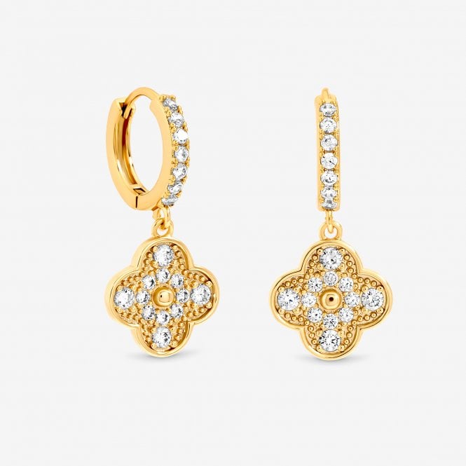 jon richard Jon Richard Gold Plated Pave Clover Earrings